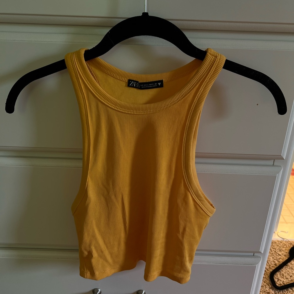 Zara Yellow/orange Crop Tank; size M
